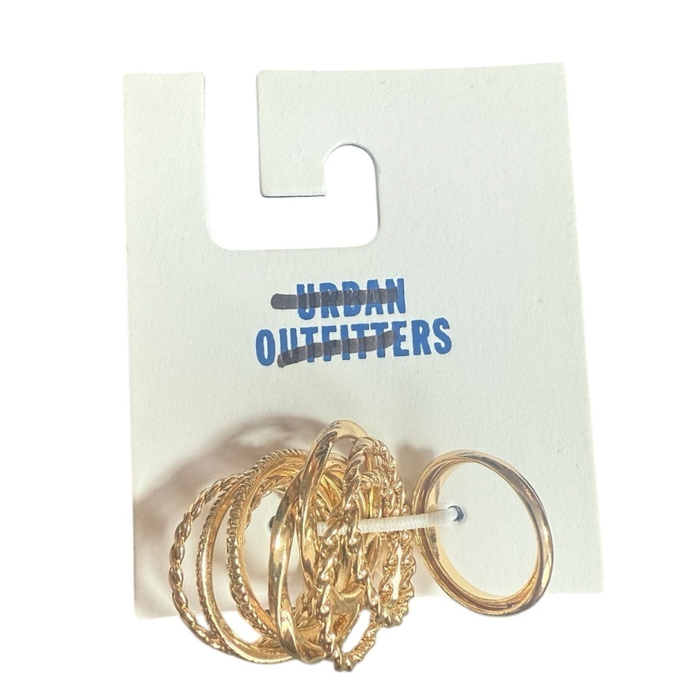 Urban Outfitters Gold Tone Mixed Stacking Rings Set of 10 Boho Chic - Picture 1 of 5